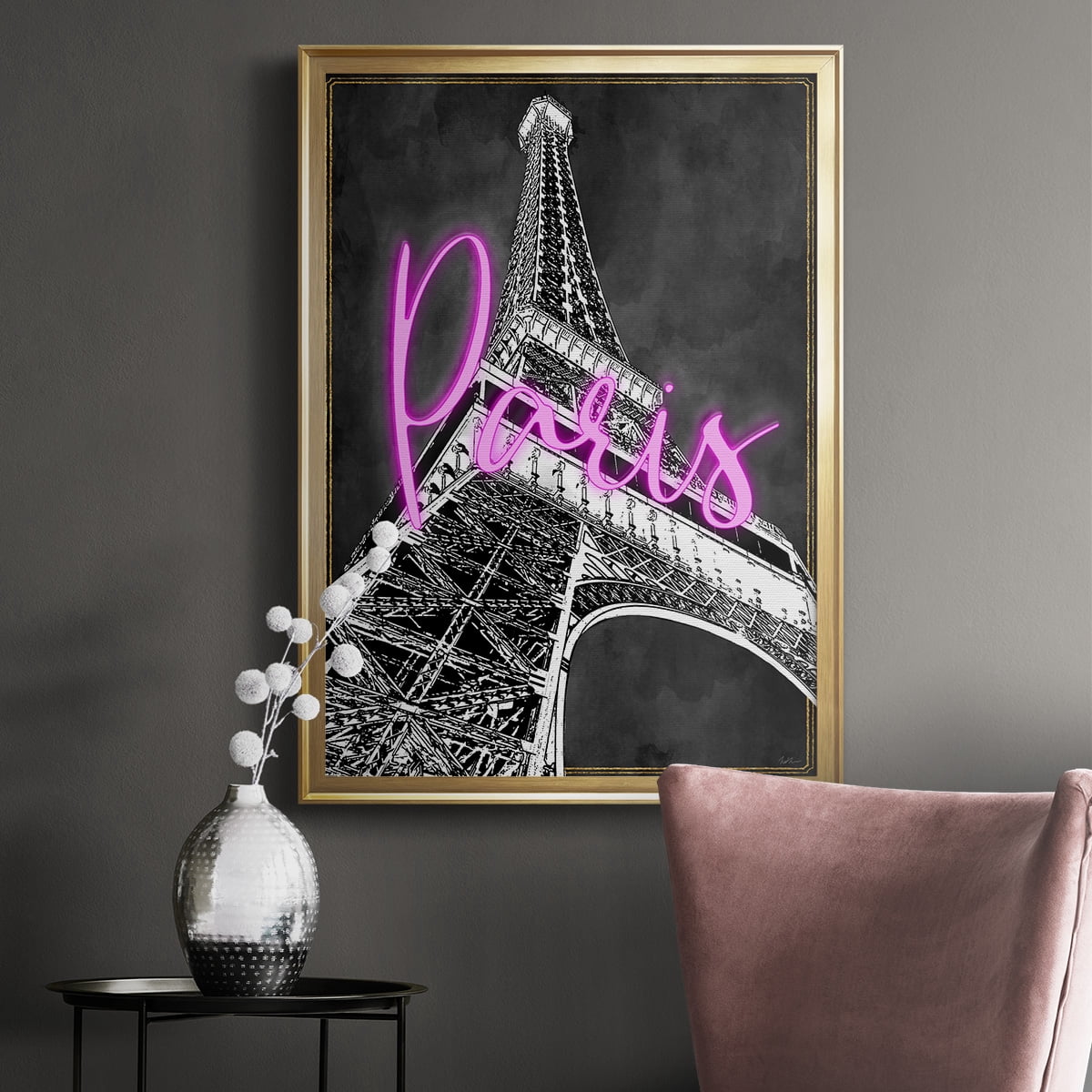 Neon Nights In Paris Premium Classic Framed Print - Ready to Hang