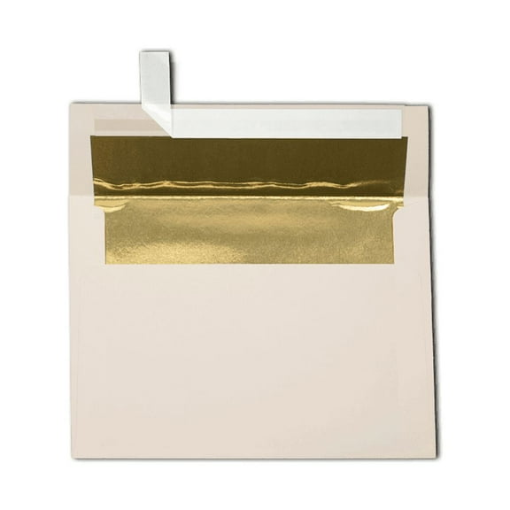 LUXPaper A7 Foil Lined Envelopes, 5 1/4 x 7 1/4, Peel & Press, 70 lb. Natural w/ Gold Lining, 50 Pack