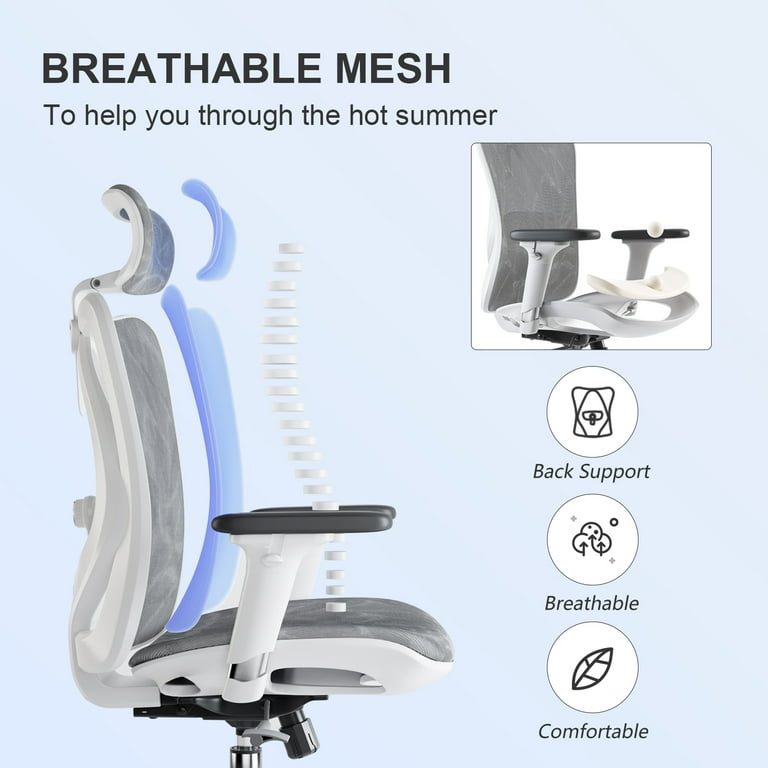 Sihoo M57 High Back Ergonomic Office Mesh Chair, Light Gray photo 2