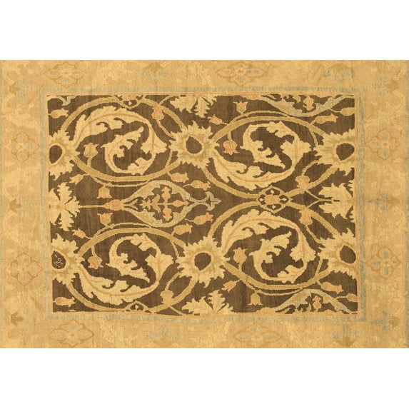 Ahgly Company Indoor Rectangle Abstract Brown Modern Area Rugs, 2' x 5'