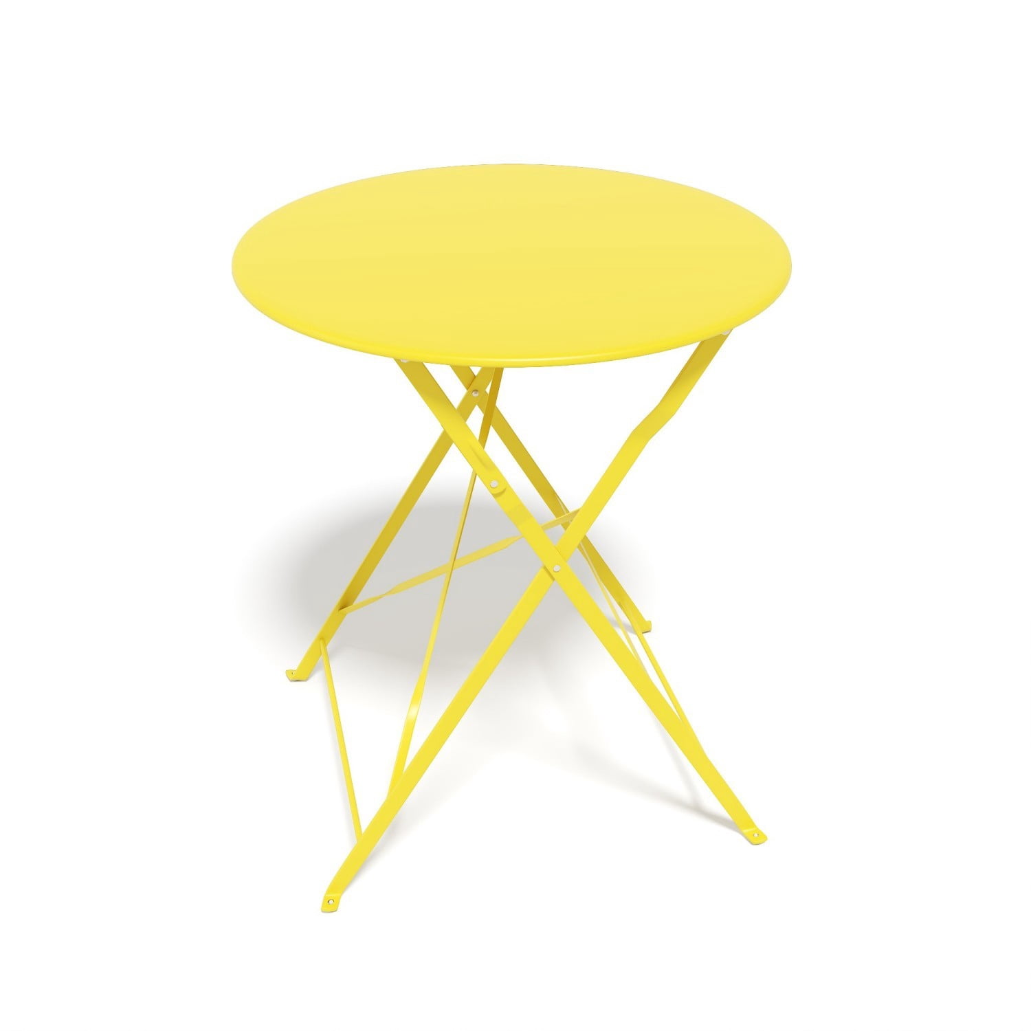 Bistro Table and Chairs Set for 2, 3 Piece Outdoor Patio Bistro Set with Folding Table and 2 Cushioned Chairs, Rust-Resistant Frame, Yellow