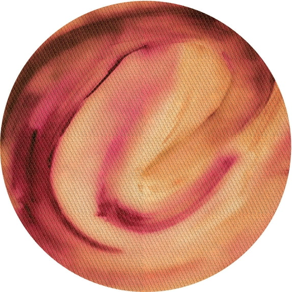 Ahgly Company Machine Washable Indoor Round Transitional Orange Area Rugs, 7' Round