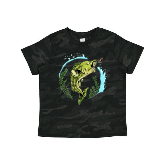 Inktastic Leaping Bass Fish Fishing Illustration Boys or Girls Toddler T-Shirt