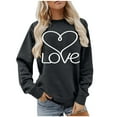 thumbnail image 1 of Ounisa Womens Valentines Sweatshirt Love Heart Graphic Print Pullover Casual Long Sleeve Valentine's Blouse Top, 1 of 5
