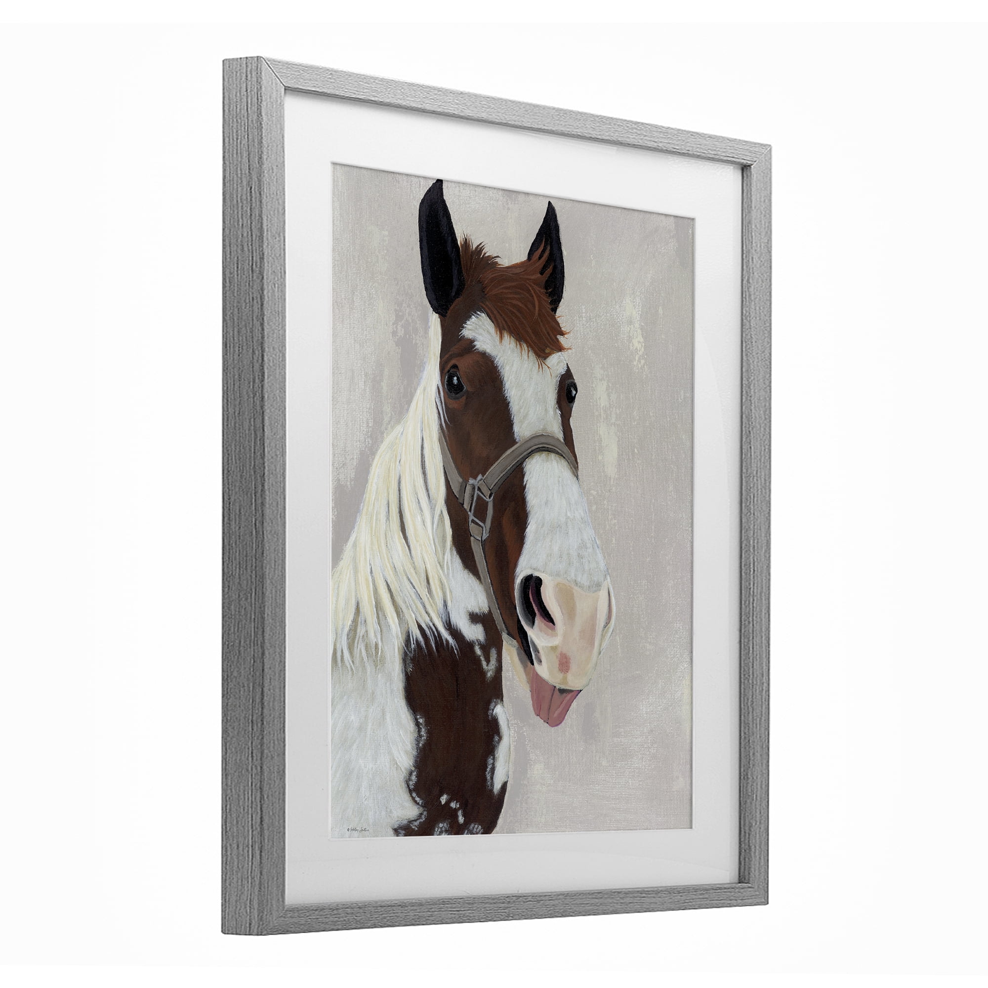 Stupell Industries Henry Horse Funny Tongue Gray Framed Print Under Glass, design by Ashley Justice