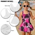 thumbnail image 5 of Uorisanigo Girls Swimsuit One Piece Pink Palm Leaf Polyester and Spandex Summer Swim Dress with Skirt Bathing Suit Swimwear Beach Sport, Size 3-4, 5 of 6