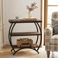 thumbnail image 3 of Finmind Narrow End Table Set of 2, 3-Tier Side Table with Storage Shelves & Metal Frame for Living Room or Bedroom, Rustic Brown, 3 of 8