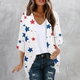 thumbnail image 4 of Gamivast Summer Cardigans for Women Patriotic American Flag Star Stripe Print Open Front Loose Flowy Fit Cover Ups Lightweight Breathable Chiffon 3/4 Sleeve Kimono Beach Vacation outfits, 4 of 6