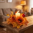 thumbnail image 6 of RBCKVXZ 12" Christmas Candle Rings Wreaths Berries & Pinecone Candle Rings Artificial Norfolk Pine Candle Holder for Winter Home Kitchen Table Centerpiece, 6 of 9