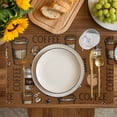 thumbnail image 4 of Coffee Theme Placemats Set of 6, Funny Brown Vintage Beans Latte Tea Cup Placemats for Dining Table, Place Mats for Kitchen Tabletop, Waterproof Wipeable Dining Table Mats Set, 4 of 9