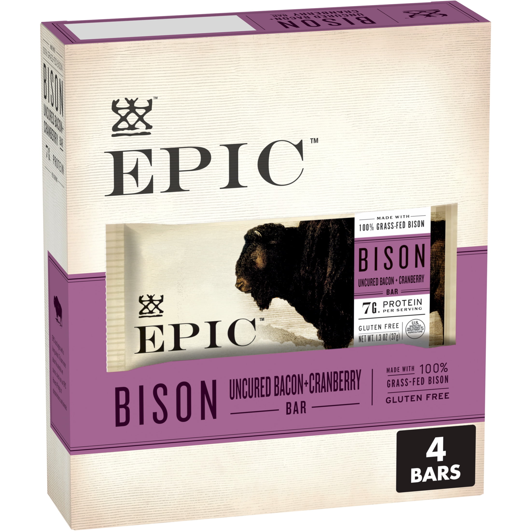 EPIC Provisions Bison Bacon Cranberry Bars, 100% Grass-Fed, 12 Count, 1.3oz - Walmart.com EPIC Provisions Bison Bacon Cranberry Bars, 100% Grass-Fed, 12 Count, 1.3oz - Walmart.com