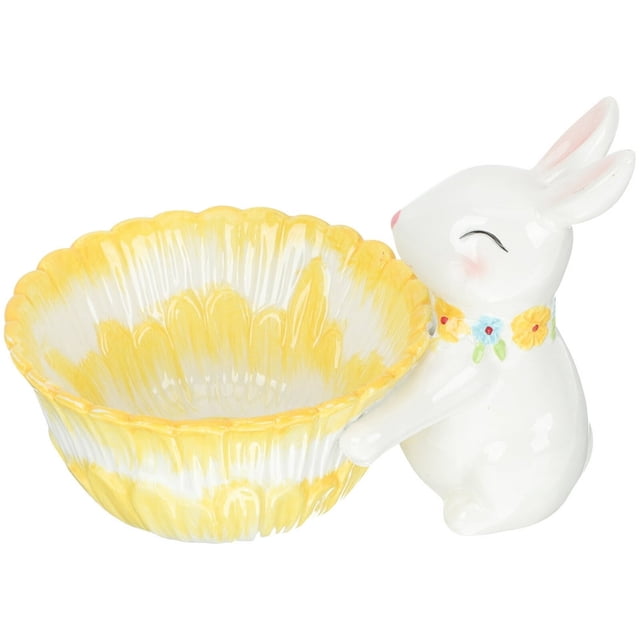 HLONK Easter Dish Ceramic Tableware Basket Bunny Candy Bowl Desktop Decoration