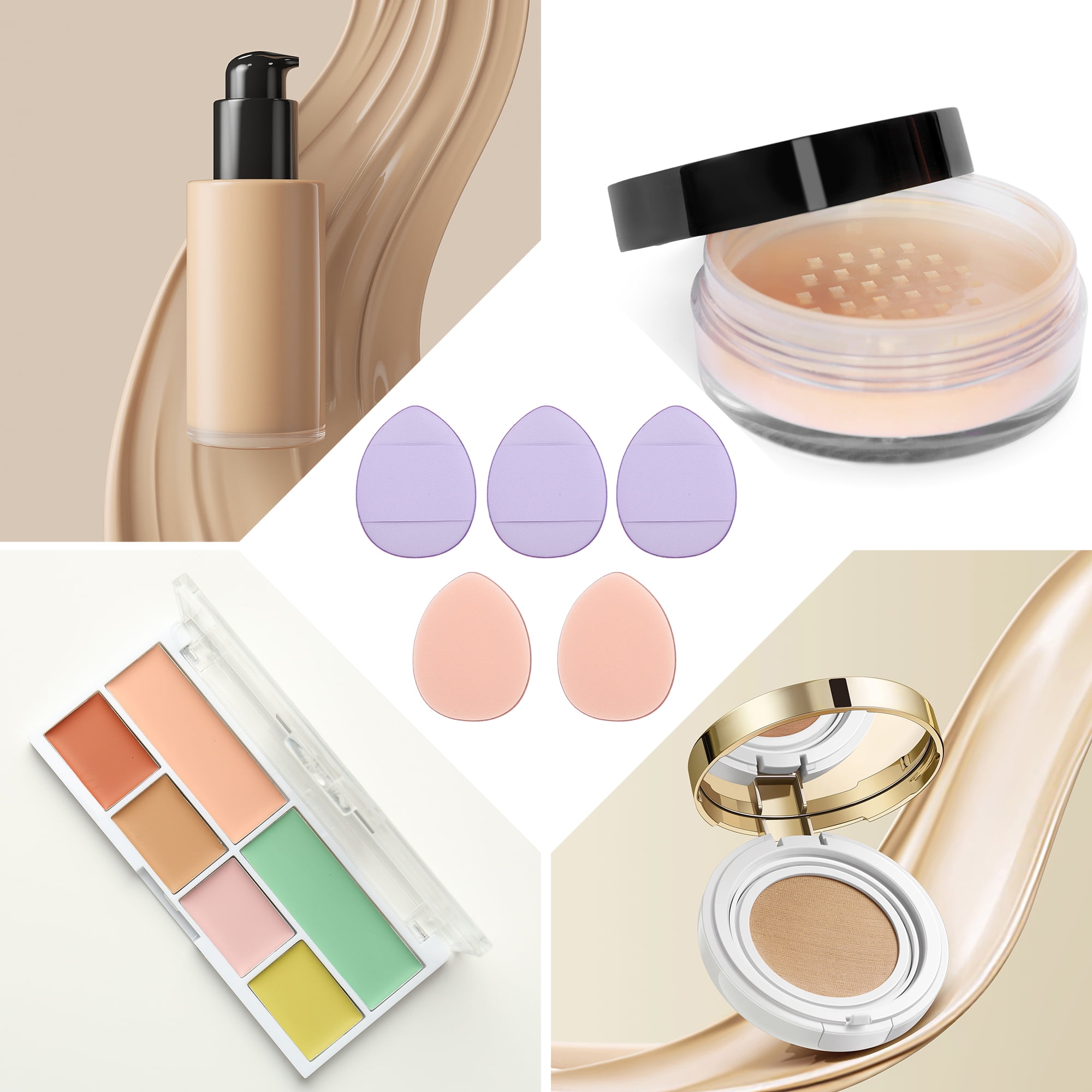 Unique Bargains 5Pcs Portable Mini Face Makeup Sponge for Bedrooms Travel Use Light Purple