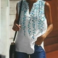 thumbnail image 2 of USSUMA Floral Print T-Shirts for Women Trendy Curved Flowy Tanks Women's Shirts and Blouses Sleeveless Women Tops Dressy Casual Summer V Neck Plus Tunics Beach, 2 of 8