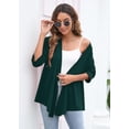 thumbnail image 3 of Charmish Women's Lightweight Open Front Cardigans Casual 3/4 Sleeve Casual Soft Drape Spring Fall Cardigan Dark Green M, 3 of 7