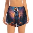 thumbnail image 2 of Gukieu Starry Sky Meditating Fox Print Women's Sports Shorts with Drawstring Elastic Waistband for Running, Yoga, Fitness-Medium, 2 of 7
