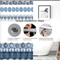 thumbnail image 3 of Blue and White Boho Shower Curtain,Bohemian Chic Tribal Shower Curtains Set for Bathroom with 12 Hooks, Navy Blue Medallion Geometric Bath Curtain 72x72In,Water Resistant Fabric, 3 of 6