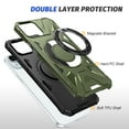 thumbnail image 4 of Armor Stand Case for iPhone 14,[Compatible with MagSafe] Military Shockproof Rugged Phone Case,Magnetic with Car Mount,Built in 360° Rotatable Ring Kickstand For iPhone 14,Darkgreen, 4 of 8