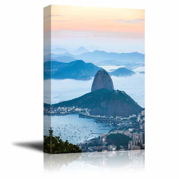 Beautiful Scenery Landscape of Rio De Janeiro View from Corcovado to Sugarloaf Mountain - Canvas Art Wall Art - 24" x 36"