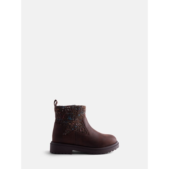 Wonder Nation Toddler Girls Sweater Knit Faux Leather Boots