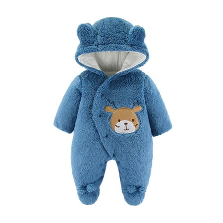 

Fsqjgq Toddler Rompers Baby Boys Girls Cartoon Animals Long Sleeve Fleece Cute Bear Ears Hooded Romper Jumpsuit Outfit Clothes Coat 17 Month Old Boy Clothes Polyester Blue 80