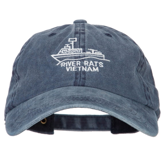 River Rats Vietnam Riverboat Embroidered Washed Cotton Twill Cap - Navy OSFM