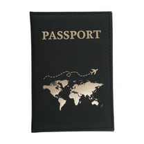 Unique Bargains 1 Pc Passport Holder Map Plain Weave Passport Sleeve Black