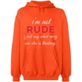 thumbnail image 2 of OXI Hoodie Sweatshirt - What Every One Else is Thinking, Basic Casual Hoodie for Men's and Women Fleece Hoodie Long Sleeve - Orange Medium, 2 of 3