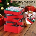 thumbnail image 4 of 2-In-1 Christmas Decoration Ornament Organizer Box, Movable Pallet Santas Bags Ornament Storage Containers, Holds 73 Holiday Ornaments, Adjustable Space For Figurines And Pockets For Decoration, 4 of 6