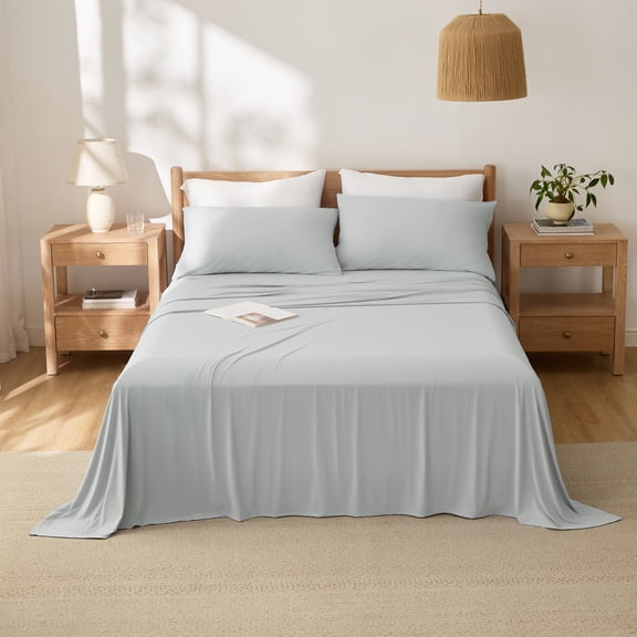 Breescape Essentials 4-Piece  B-Cool Cooling Bed Sheets Set, Grey, King