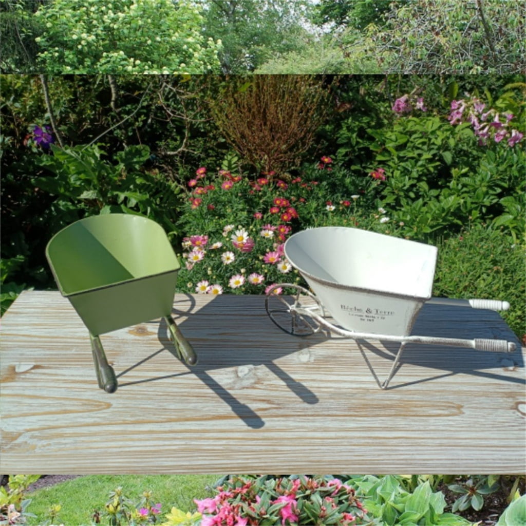 Necvior Iron Wagon Wheelbarrow Vintage Small Planter Flower Pots Cart Home Garden Decors for Backyard and Patios Plant Display