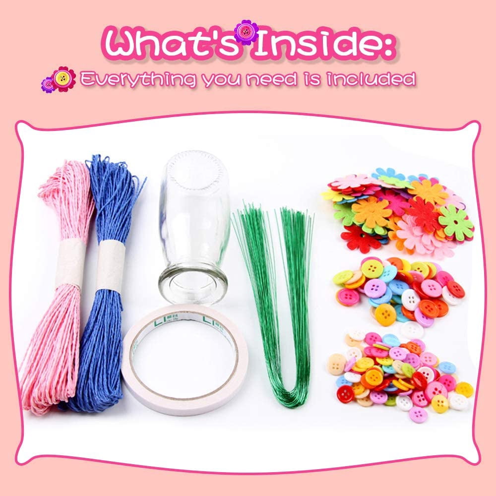 Lnkoo Make Your Own Bouquet with Buttons and Petal Flowers Craft Kit (122 Pieces)