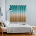thumbnail image 4 of Teal Brown Ombre Kitchen Curtains 84 Inch Length, Turquoise Gradient Modern Abstract Art Grommet Top Bedroom Living Room Curtains, Light Filtering Cafe Curtain Drapes 2 Panels Set 104''x84'', 4 of 9