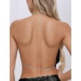 thumbnail image 3 of Aivtalk Sparkly Tops for Women Backless Halter Body Chain Rhinestone Sequin Crop Tank Metallic Adjustable V Neck Vest Shirt Clubwear Rave Outfit with a pair of Sticky Bra Black S, 3 of 7
