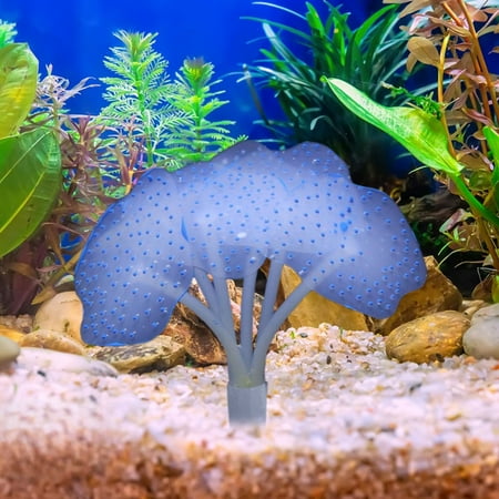 ZZkhGO Fluorescent Jellyfish Ornament Silicone Aquarium Decoration for Fish Tank Glow in the Dark Underwater Decor for Aquarium