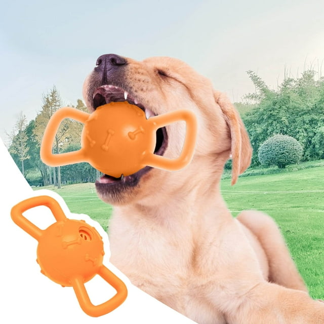 BKER Barking Sound Dog Toy Pull Ring Interactive Dog Ball In One Molding Blow Football Dog Toy Ball