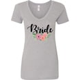 thumbnail image 3 of Inktastic Bride with Flower Illustration Women's V-Neck T-Shirt, 3 of 5