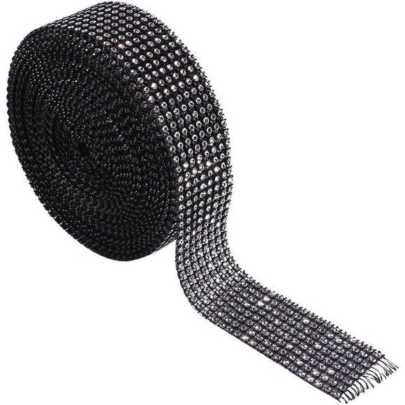 Crystal Mesh Ribbons Black 8 Rows 10 Yard