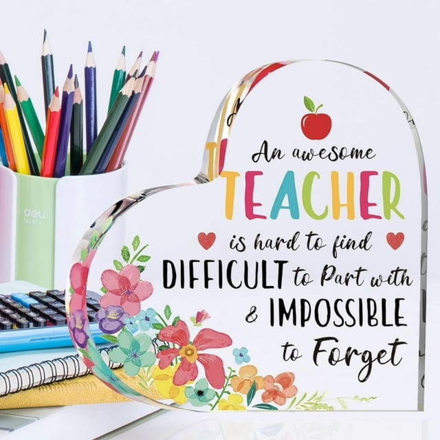 Harpily Desktop Decor Teacher Appreciation Gift For Women Birthday Gift For Teacher Paperweight Keepsake Thank You Teacher Graduation Party Gift Teacher Classroom(4 X 4 In Teacher)