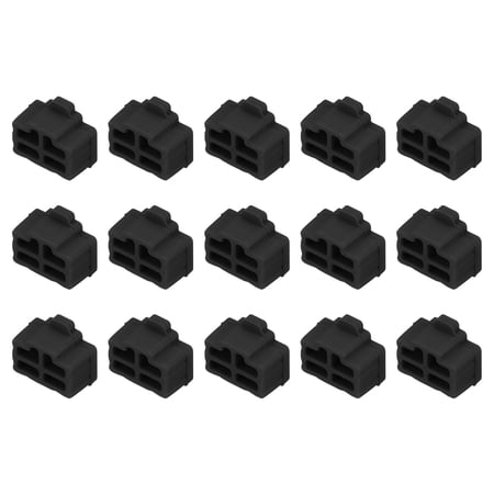 15pcs RJ45 Port Duct Covers Caps Plugs Protector for Laptop PC Ethernet RJ45 Female Plug Black