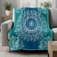 thumbnail image 2 of Teal Blue Boho Blanket Soft Cozy Warm Throw Blanket for Couch, Plush Fuzzy Flannel Fleece Blankets for Sofa, Retro White Rustic Flower Ethnic Pattern Bed Blankets Lightweight Gifts for Women, 50"x80", 2 of 9