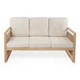 thumbnail image 6 of Gable 3-Seat Mid-Century Modern Roped Acacia Wood Outdoor Sofa with Cushions, Beige/Light Teak, 6 of 9