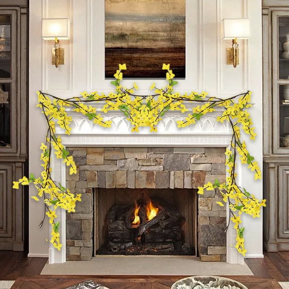 Blaxill Artificial Flowers, Home Decor, Hanging Garland, Jasmine Vine, 5.9 Ft, Yellow, Plastic, Living Room/Party/Wedding