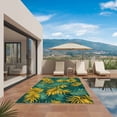 thumbnail image 3 of Turquoise Tropical Outdoor Rug for Patio/Deck/Porch, Non-Slip Large Area Rug 4 x 6 Ft, Gold Palm Leaves Summer Pastoral Indoor Outdoor Rugs Washable Area Rugs, Reversible Camping Rug Carpet Runner, 3 of 8