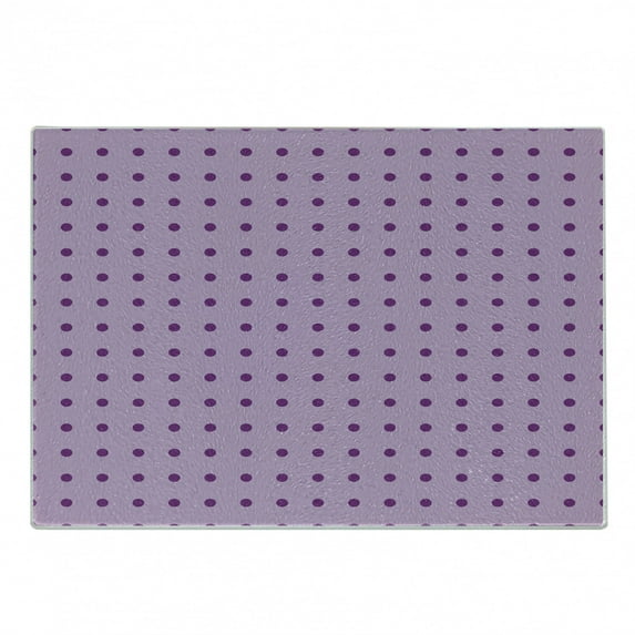 Mauve Cutting Board, Retro Polka Dots Background Nostalgic Feminine Girls Fashion Pattern, Decorative Tempered Glass Cutting and Serving Board, Small Size, Plum Lilac, by Ambesonne