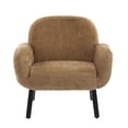 thumbnail image 1 of Modern Upholstered Accent Chair, Low Profile Lounge Chair Inddor, Wooden Comfy Reading Chair, Soft Seating Single Lounge Sofa, Tan Brown, 1 of 10