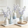 thumbnail image 5 of 4 Colors Flocked Sweet Pea Artificial Flowers, Realistic Faux Silk Floral Stalks Bouquet, Premium Fake Flower for Home Wedding Table Centerpiece Photography Props Vase Arrangement Home Decoration, 5 of 6