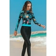 thumbnail image 3 of Charmo Women Half-Zipper Floral One Piece Surfing Wetsuit with Bra, 3 of 6