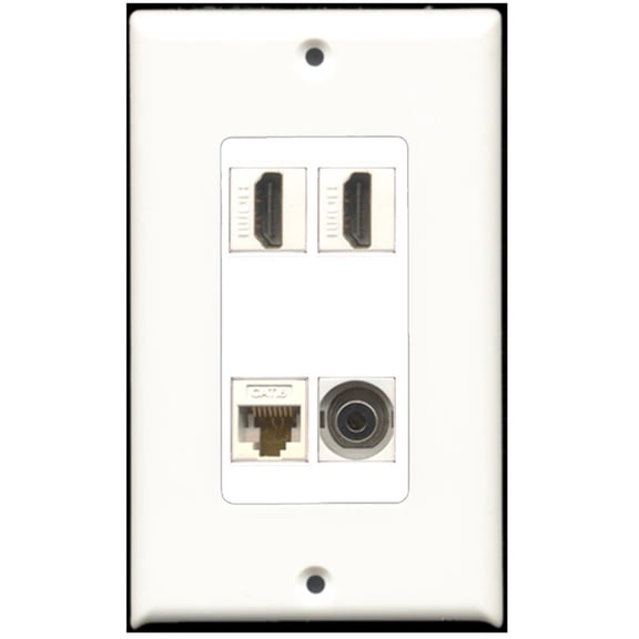 Ultra Spec Cables 2 Port HDMI 1 Port 3.5mm 1 Port Cat6 Ethernet Wall Plate DecorZ