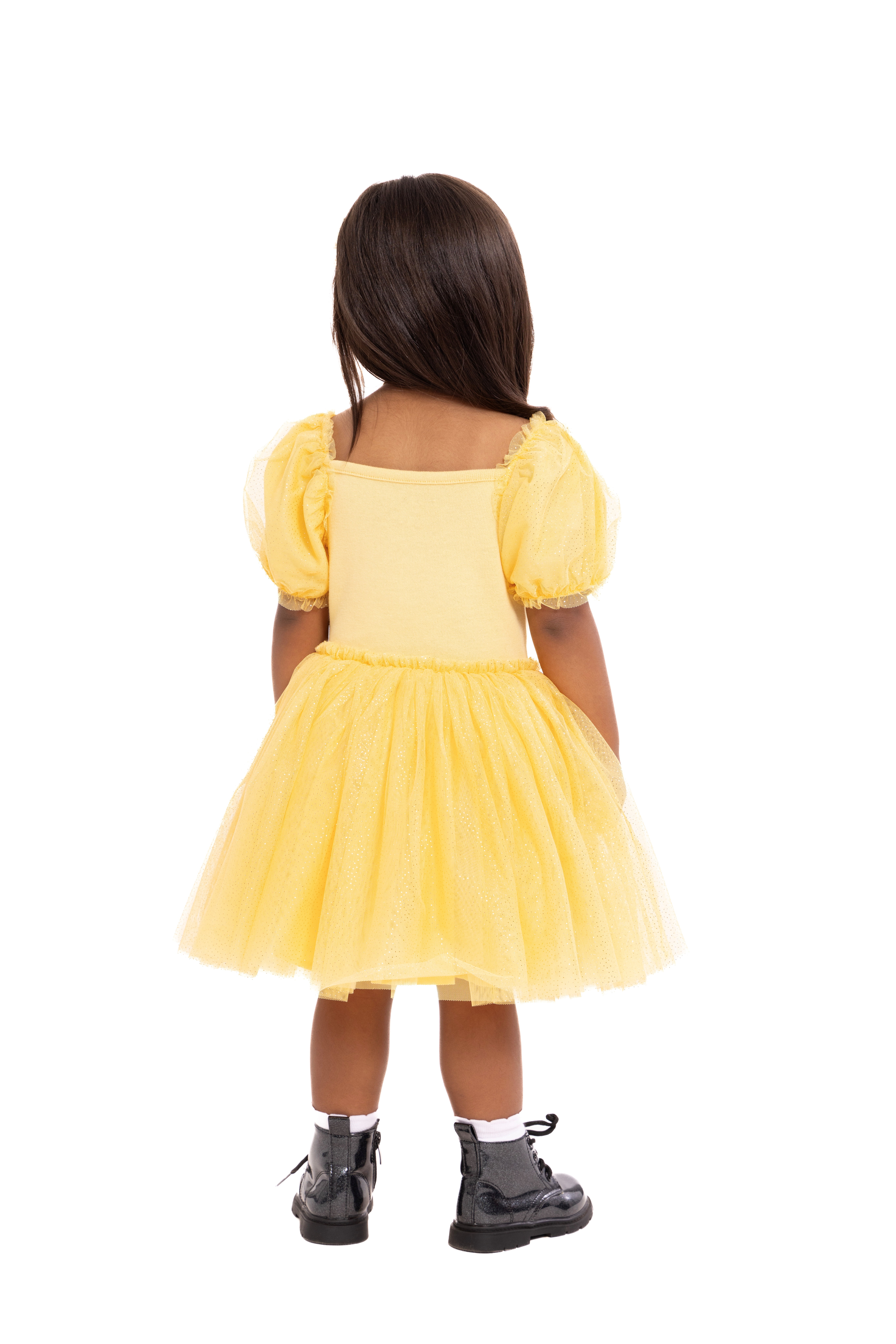 Disney Princess Toddler Girls Belle Cosplay Tutu Dress with Puff Sleeves, Sizes 12M-5T